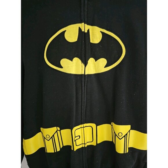 Batman Hoodie With Eye Mask - Kids Large 10/12- Black Full Zip Hoodie DC Comics - Picture 2 of 6